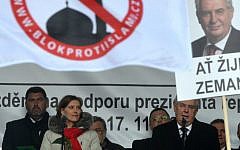 This file photo taken on November 17, 2015 shows Czech President Milos Zeman delivering a speech on the 26th anniversary of the Velvet Revolution on November 17, 2015 in Prague. (Michal Cizek/AFP)