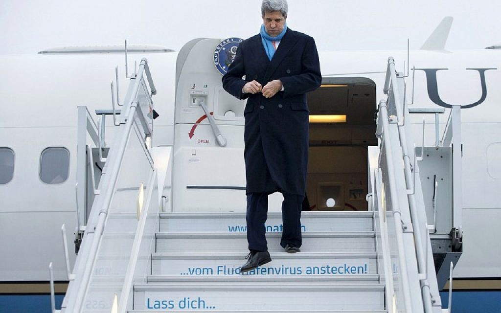 US Secretary of State John Kerry arrives in Zurich on January 20, 2016, where he is expected to meet Russian Foreign Minister Sergey Lavrov about Syria and attend the World Economic Forum in Davos. (AFP/Pool/Jacquelyn Martin) US Secretary of State John Kerry arrives in Zurich on January 20, 2016, where he is expected to meet Russian Foreign Minister Sergey Lavrov about Syria and attend the World Economic Forum in Davos. (AFP/Pool/Jacquelyn Martin)