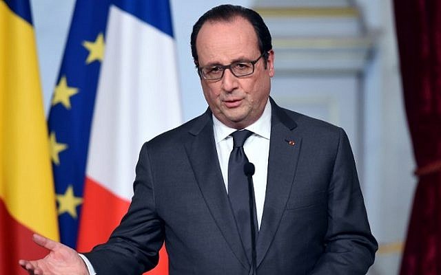 French President Francois Hollande speaks to the media on January 20, 2016 at the Elysee Presidential Palace in Paris. (AFP/Stephane de Sakutin) French President Francois Hollande speaks to the media on January 20, 2016 at the Elysee Presidential Palace in Paris. (AFP/Stephane de Sakutin)