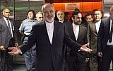 Iranian Foreign Minister Mohammad Javad Zarif arrives for the final plenary meeting at the UN's IAEA headquarters in Vienna, Austria, on July 14, 2015. (AFP/Joe Klamar/Pool)