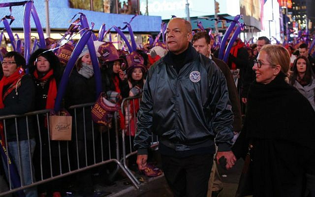 US Secretary of Homeland Security Jeh Johnson is on hand for celebrations at Times Square on January 1, 2016 in New York City. (Eduardo Munoz Alvarez/Getty Images/AFP) US Secretary of Homeland Security Jeh Johnson is on hand for celebrations at Times Square on January 1, 2016 in New York City. (Eduardo Munoz Alvarez/Getty Images/AFP)