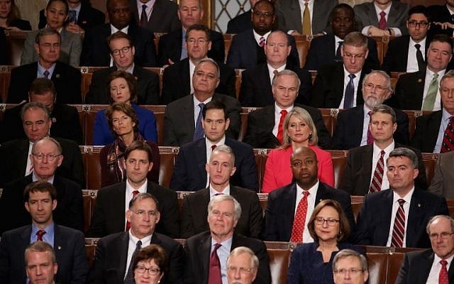 Members of congress listen to US President Barack Obama deliver the State of the Union speech in the House chamber of the US Capitol January 12, 2016 in Washington, DC. (Mark Wilson/Getty Images/AFP) Members of congress listen to US President Barack Obama deliver the State of the Union speech in the House chamber of the US Capitol January 12, 2016 in Washington, DC. (Mark Wilson/Getty Images/AFP)