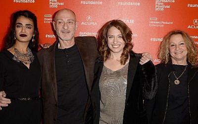 From left to right: Lamis Ammar, Haim Mecklberg, Elite Zexer and Estee Yacov-Mecklberg attend the "Sand Storm" Premiere during the 2016 Sundance Film Festival at Egyptian Theatre on January 25, 2016 in Park City, Utah (Matt Winkelmeyer/Getty Images for Sundance Film Festival/AFP)