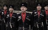 Circassian guards pose for a photograph outside Basman Palace, in Amman, Jordan, January 11, 2016 (AP Photo/Nariman El-Mofty)