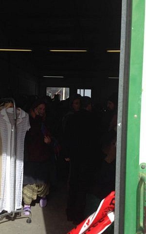 A clothing warehouse where a woman was stabbed in the settlement of Tekoa on Monday, January 18, 2016 (Joshua Davidovich/The Times of Israel)