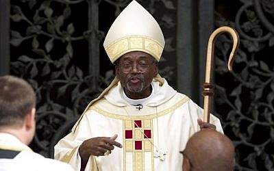 Episcopal Church Presiding Bishop-elect Michael Curry speaks to churchgoers as he arrives at the Washington National Cathedral in Washington on November 1, 2015. (AP Photo/Jose Luis Magana) Episcopal Church Presiding Bishop-elect Michael Curry speaks to churchgoers as he arrives at the Washington National Cathedral in Washington on November 1, 2015. (AP Photo/Jose Luis Magana)