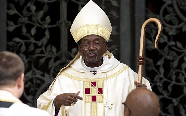 Episcopal Church Presiding Bishop-elect Michael Curry speaks to churchgoers as he arrives at the Washington National Cathedral in Washington on November 1, 2015. (AP Photo/Jose Luis Magana) Episcopal Church Presiding Bishop-elect Michael Curry speaks to churchgoers as he arrives at the Washington National Cathedral in Washington on November 1, 2015. (AP Photo/Jose Luis Magana)
