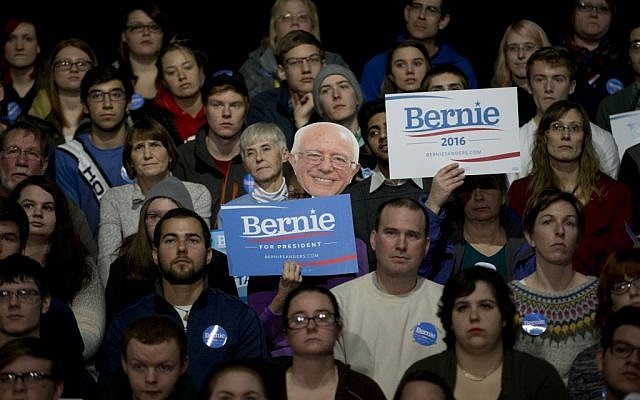 The crowd listens to Democratic presidential candidate Sen. Bernie Sanders, I-Vt., at a campaign event on the campus of Luther College Sunday, Jan. 24, 2016, in Decorah, Iowa. (AP Photo/Jae C. Hong)