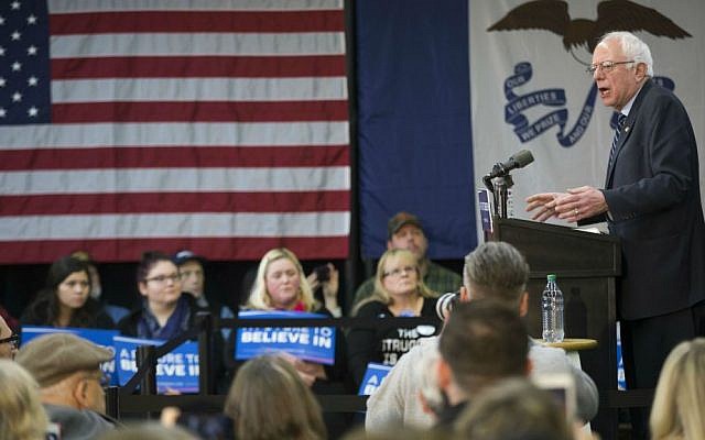 Democratic presidential candidate Sen. Bernie Sanders, I-Vermont, speaks during a campaign rally at Delaware County Fairgrounds, on Saturday, Jan. 30, 2016, in Manchester, Iowa. (AP Photo/Evan Vucci)
