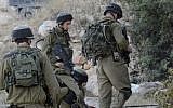 Illustrative photo of IDF soldiers in the West Bank (IDF Spokesperson's Unit/Flash90)