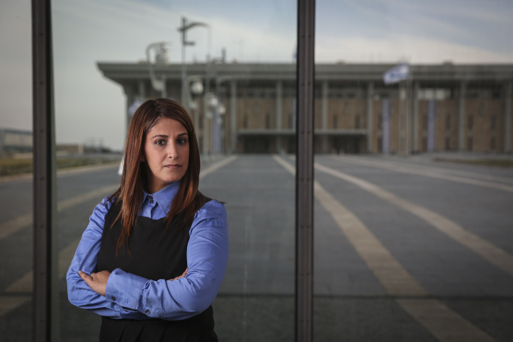 Portrait of Ruth Colian, head of the ultra-Orthodox female political party, UBizchutan: Haredi Women Making Change" in front of the Knesset buildings in Jerusalem, on January 25, 2015. (Hadas Parush/Flash90) Portrait of Ruth Colian, head of the ultra-Orthodox female political party, UBizchutan: Haredi Women Making Change in front of the Knesset buildings in Jerusalem, on January 25, 2015. (Hadas Parush/Flash90)