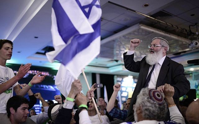 Eli Ben Dahan with supporters of the Jewish Home party at the party's headquarters as the exit polls in the Israeli elections for the 20th parliament are announced, March 17, 2015. (Tomer Neuberg/Flash90) Eli Ben Dahan with supporters of the Jewish Home party at the party's headquarters as the exit polls in the Israeli elections for the 20th parliament are announced, March 17, 2015. (Tomer Neuberg/Flash90)