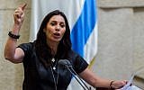Minister of Culture and Sport Miri Regev in the Knesset on June 15, 2015 (Yonatan Sindel/Flash90)