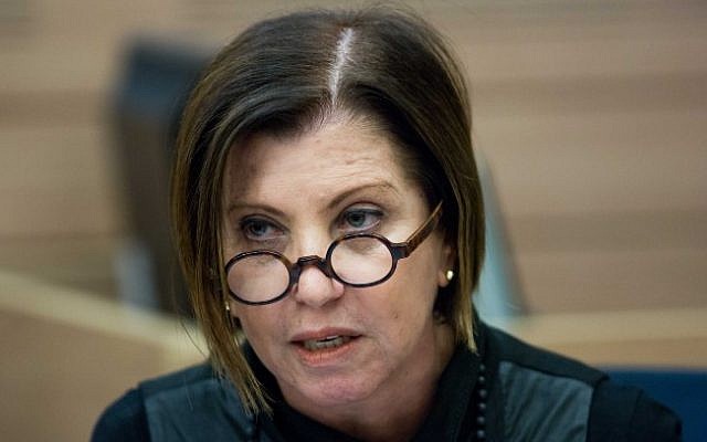 Meretz leader Zehava Galon on December 25, 2015 (Yonatan Sindel/Flash90)