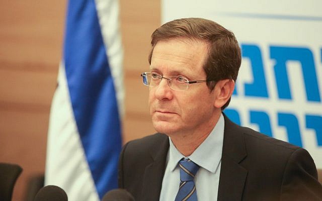 Zionist Union party chief MK Isaac Herzog leads a faction meeting in the Knesset, January 18, 2016. (Flash90) Zionist Union party chief MK Isaac Herzog leads a faction meeting in the Knesset, January 18, 2016. (Flash90)