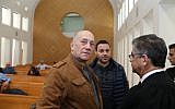 Former prime minister Ehud Olmert seen at the Jerusalem Supreme Court on January 19, 2016, to appeal his sentence in the Talansky Case. (Amit Shabi/POOL)