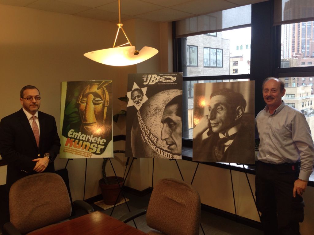Michael Hulton, right, with attorney Mel Urbach in New York, has gone to Congress in his bid for the restitution of Nazi-looted art. (Jas Chana/JTA) Michael Hulton, right, with attorney Mel Urbach in New York, has gone to Congress in his bid for the restitution of Nazi-looted art. (Jas Chana/JTA)
