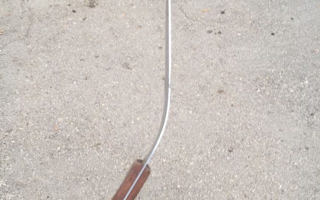 A photo of the knife used in a stabbing attempt in the Armon Hanatziv neighborhood of Jerusalem (Israel Police) A photo of the knife used in a stabbing attempt in the Armon Hanatziv neighborhood of Jerusalem (Israel Police)