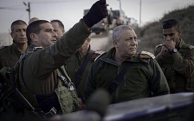 IDF Chief of Staff Lt. Gen. Gadi Eizenkot near the scene of a stabbing attack in Otniel in the West Bank on Monday, January 18, 2016 (IDF spokesperson)