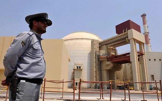The reactor building at the Russian-built nuclear power plant in Bushehr, in southern Iran, as the first fuel is loaded, August 21, 2010. (Iran International Photo Agency via Getty Images/via JTA) The reactor building at the Russian-built nuclear power plant in Bushehr, in southern Iran, as the first fuel is loaded, August 21, 2010. (Iran International Photo Agency via Getty Images/via JTA)