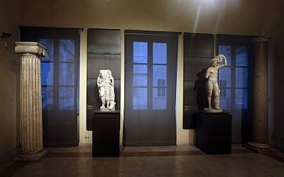 Some of the marble statues that were covered up with wooden panels on the occasion of Iranian President Hassan Rouhani's visit, seen at the Capitoline Museums, Rome, January 26, 2016. (AP Photo/Gregorio Borgia) 