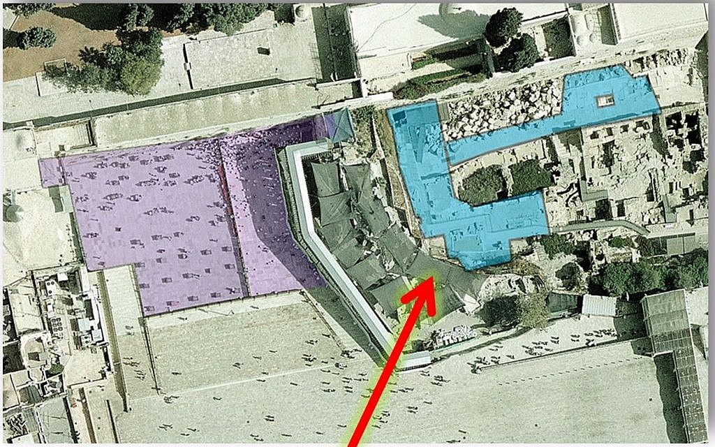 The pluralist section, shaded in blue, will double in size to nearly 10,000 square feet. The Orthodox section, shaded in purple, takes up some 21,500 square feet. The area in back of the Orthodox section is meant for national ceremonies. (JTA) The pluralist section, shaded in blue, will double in size to nearly 10,000 square feet. The Orthodox section, shaded in purple, takes up some 21,500 square feet. The area in back of the Orthodox section is meant for national ceremonies. (JTA)