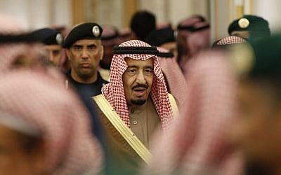 In this Jan. 24, 2015 file photo, Saudi Arabia's King Salman attends a ceremony at the Diwan royal palace in Riyadh. (AP Photo/Yoan Valat, Pool, File)