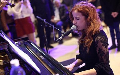 Zionist Union MK Stav Shaffir performs during the 50th anniversary of the Knesset on Tuesday, January 19 2016. (Knesset)