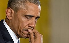 An emotional President Barack Obama pauses as he speaks about the youngest victims of the Sandy Hook shootings, Tuesday, Jan. 5, 2016, in the East Room of the White House in Washington, where he spoke about steps his administration is taking to reduce gun violence (AP Photo/Jacquelyn Martin)