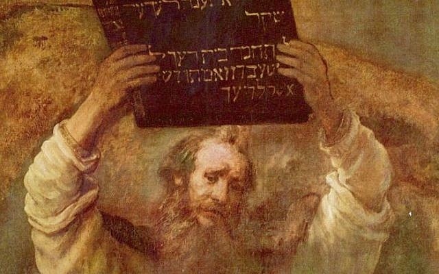 Moses Breaking the Tables of the Law (1659) by Rembrandt. (Wikipedia)