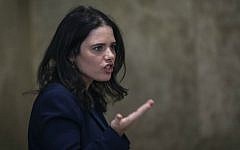 Justice Minister Ayelet Shaked in Jerusalem, January 3, 2016. (Alex Kolomoisky/Pool/Flash90)