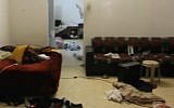 A still image from a video showing the inside of the final Arara hideout of Tel Aviv gunman Nashat Milhem, a day after he was shot dead by security forces on January 8, 2016 (screen capture: Ynet)