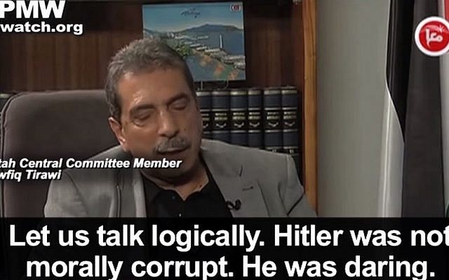 Tawfiq Tirawi in an interview on Ma'an aired on Saturday, January 16 2016. (Screen capture YouTube)