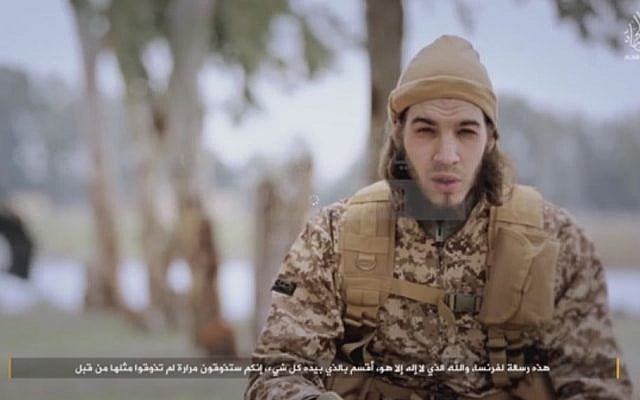 A still shot from a jihadist propaganda video released by the Islamic State on January 24, 2016. (screen capture) A still shot from a jihadist propaganda video released by the Islamic State on January 24, 2016. (screen capture)