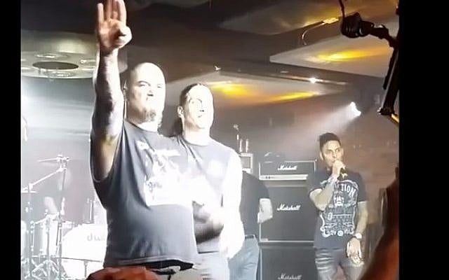 Former Pantera frontman Phil Anselmo ended a January 22, 2016 show at the Lucky Strike Live in Los Angeles, California, by giving what appeared to be a Nazi salute and screaming the words "white power" to the crowd. (Screen capture: YouTube) Former Pantera frontman Phil Anselmo ended a January 22, 2016 show at the Lucky Strike Live in Los Angeles, California, by giving what appeared to be a Nazi salute and screaming the words "white power" to the crowd. (Screen capture: YouTube)