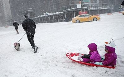 New York's Central Park, on January 23, 2016, when a deadly blizzard -- with bone-chilling winds and potentially record-breaking snowfall -- slammed the eastern US. (AFP/Kena Betancur)