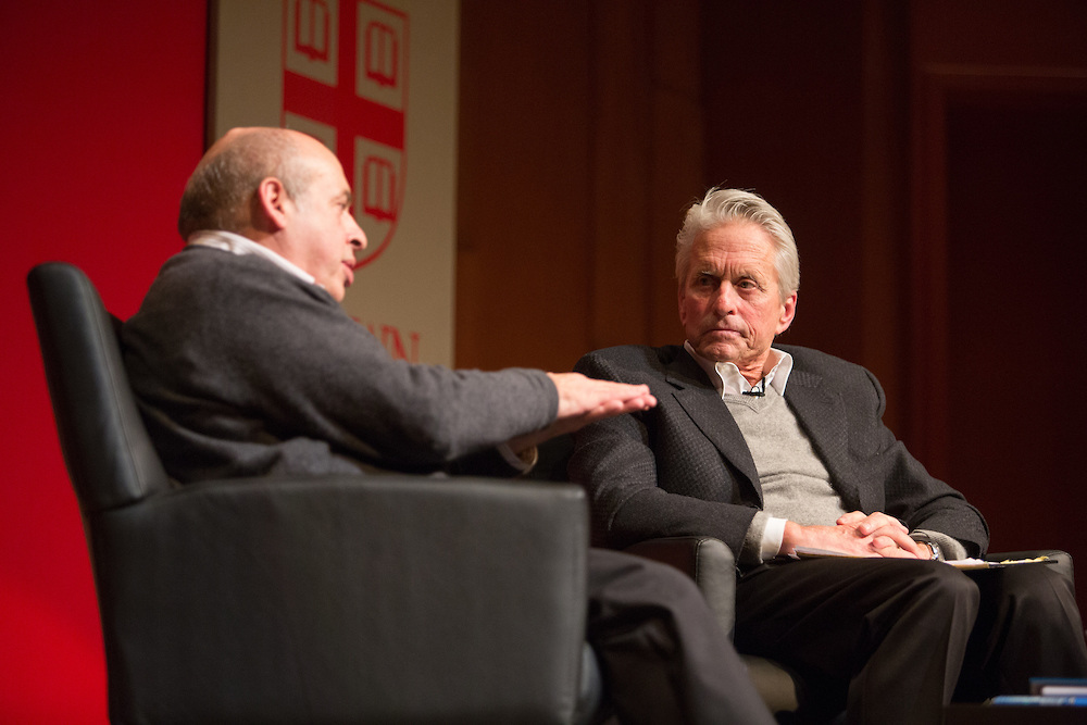 Appearing on January 28, 2016 at Brown University in Providence, Jewish Agency for Israel Chairman Natan Sharansky (left) and Hollywood legend Michael Douglas held a conversation on Jewish identity and pluralism. (Elan Kawesch/The Times of Israel) Appearing on January 28, 2016 at Brown University in Providence, Jewish Agency for Israel Chairman Natan Sharansky (left) and Hollywood legend Michael Douglas held a conversation on Jewish identity and pluralism. (Elan Kawesch/The Times of Israel)