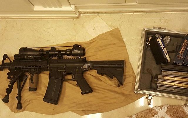 A shortened M-16 assault rifle, with a scope and additional magazines, discovered by IDF forces in the Palestinian city of Tulkarem on January 28, 2016. (IDF Spokesperson's Unti)