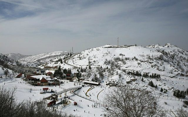 A picture taken on January 21, 2016, shows the Mount Hermon ski resort on the Golan Heights. (Thomas Coex/AFP)