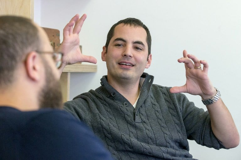 Israeli Ami Daniel, right, CEO and co-founder of the Windward company talks with co-founder Matan Peled at the company's offices on February 9, 2016 in the Israeli city of Tel Aviv. (Jack Guez/AFP) Israeli Ami Daniel, right, CEO and co-founder of the Windward company talks with co-founder Matan Peled at the company's offices on February 9, 2016 in the Israeli city of Tel Aviv. (Jack Guez/AFP)