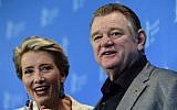 British actress Emma Thompson and Irish actor Brendan Gleeson pose during a photo call for the film "Alone  in Berlin" by Vincent Perez screened in competition of the 66th Berlinale Film Festival in Berlin on February 15, 2016. (AFP / John MACDOUGALL)