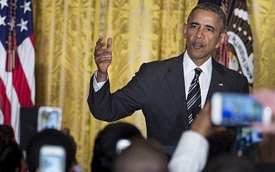 US President Barack Obama speaks during a reception to mark Black History Month in the East Room of the White House on February 18, 2016. (AFP / Brendan Smialowski)