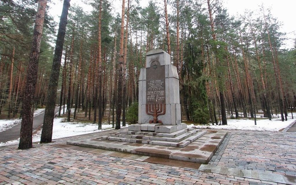 The Vilnius PANERIAI memorial in memory of the 70000 Jews of Vilnius and its environs killed by Nazis and their accomplices during World War II, February 16, 2016. (AFP/Petras Malukas)