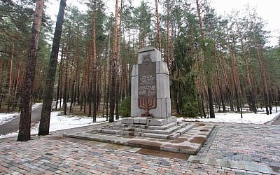 The Vilnius PANERIAI memorial in memory of the 70000 Jews of Vilnius and its environs killed by Nazis and their accomplices during World War II, February 16, 2016. (AFP/Petras Malukas)