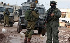 Illustrative photo of Israeli soldiers in the West Bank on February 22, 2016. (AFP/JAAFAR ASHTIYEH)