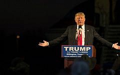 Republican presidential candidate Donald Trump addresses a rally at Millington Regional Jetport on February 27, 2016 in Millington, Tennessee. (Michael B. Thomas/AFP)