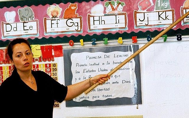 Illustrative: A first grade teacher, instructs a class on the Spanish pronunciations of the alphabet in 2003 in Texas. (Villafuerte/Getty Images/AFP) Illustrative: A first grade teacher, instructs a class on the Spanish pronunciations of the alphabet in 2003 in Texas. (Villafuerte/Getty Images/AFP)