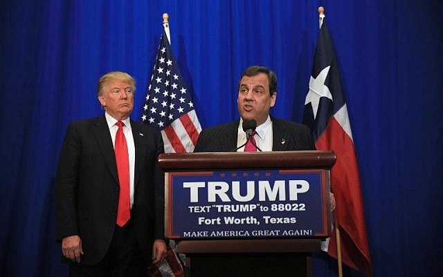 New Jersey Governor Chris Christie announces his support for Republican presidential candidate Donald Trump during a campaign rally at the Fort Worth Convention Center on February 26, 2016, in Fort Worth, Texas. (Tom Pennington/Getty Images/AFP)