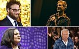Clockwise from top left: Seth Rogen, Matisyahu, Ralph Lauren and Sheryl Sandberg all went to Jewish camp (Courtesy JTA)