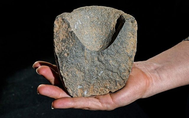 A basalt bowl dating back 7,000 years, found during archaeological excavations in the Shuafat neighborhood, northern Jerusalem. (Israel Antiquities Authority)
